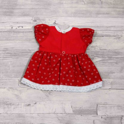 Puppenkleid Greta rot-weiss